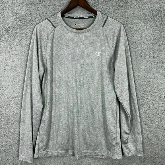 Champion shirt mens medium‎ gray long sleeve vapor  performance outdoors … - Picture 1 of 7